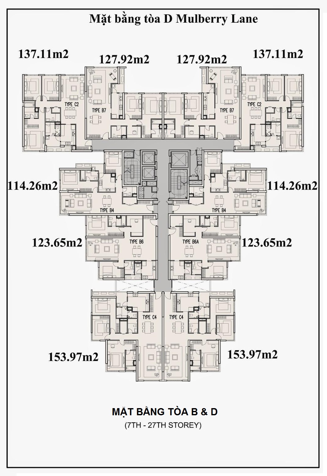 Mặt bằng điển hình toà B Mulberry Lane