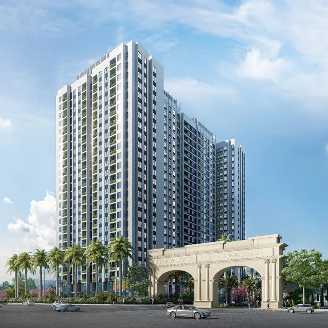 Phối cảnh một tòa chung cư cao tầng thuộc dòng sản phẩm Anland tại Khu đô thị mới Dương Nội.