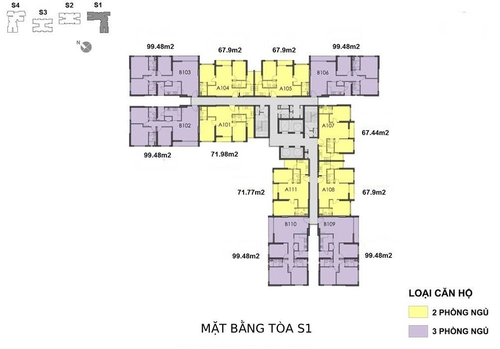 Chung cư Seasons Avenue mặt bằng toà S1