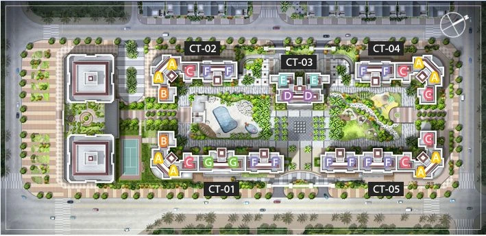 Huyndai Hillstate Mặt bằng tổng thể