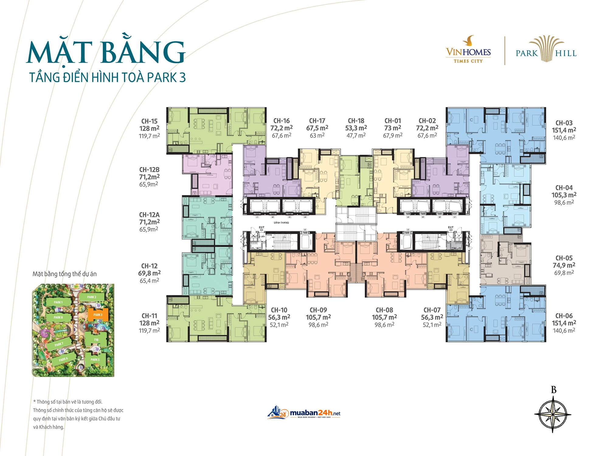 Mặt bằng điển hình Park 3 Times City