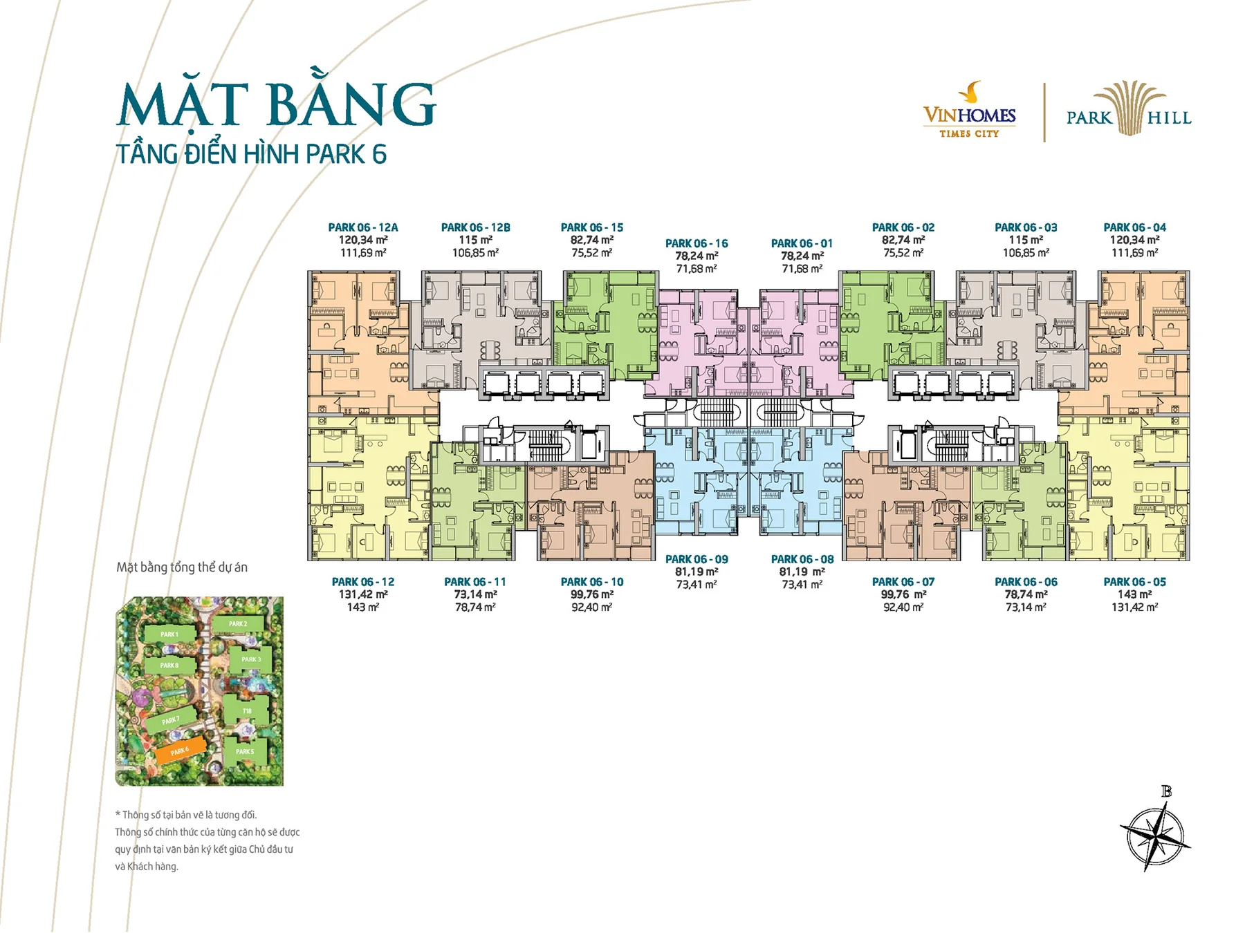 Mặt bằng điển hình chung cư Park 6 Times City
