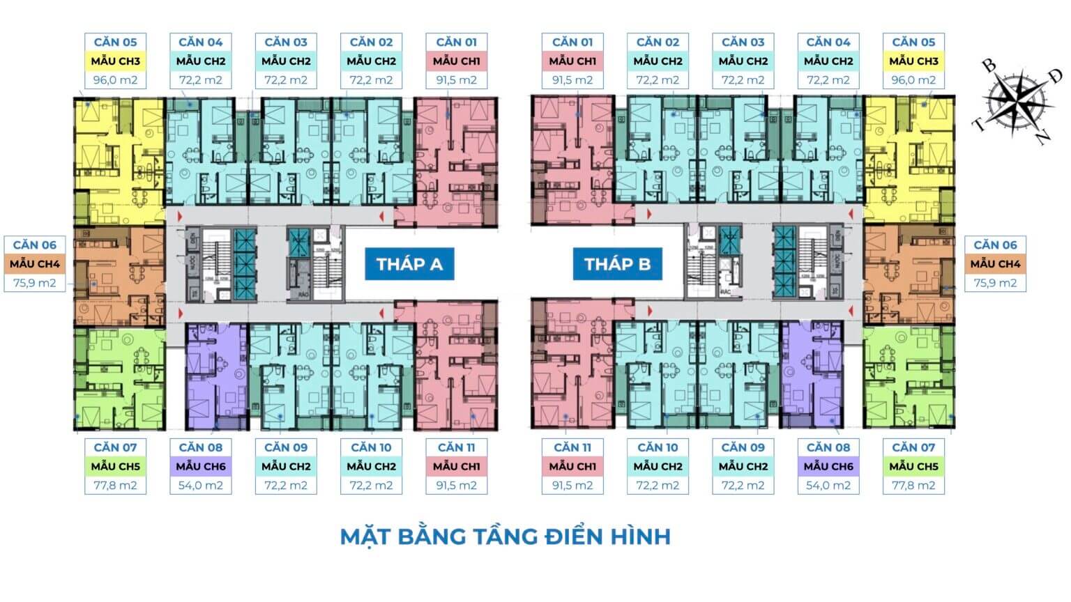 Mặt bằng chung cư The Charm An Hưng Hà Đông