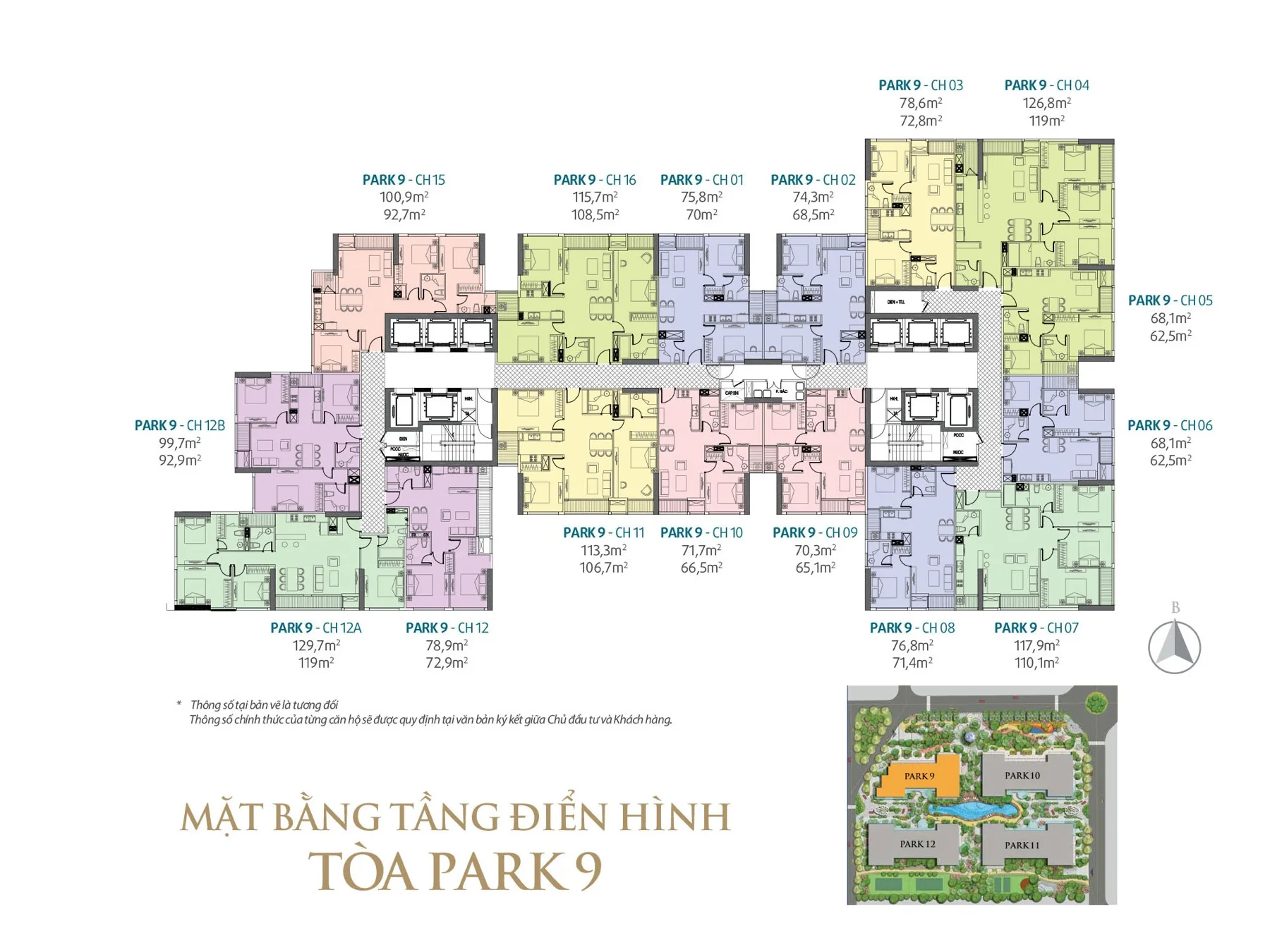 Mặt bằng điển hình chung cư Park 9 Times City