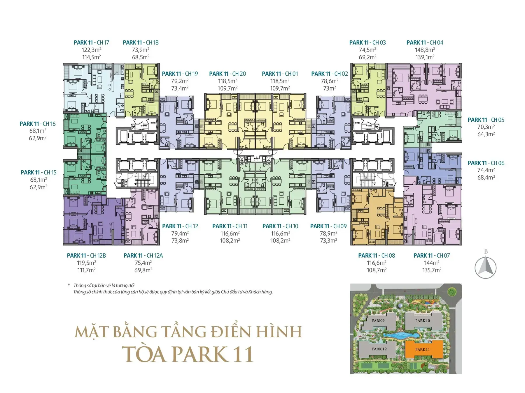 Mặt bằng điển hình chung cư Park 11 Times City
