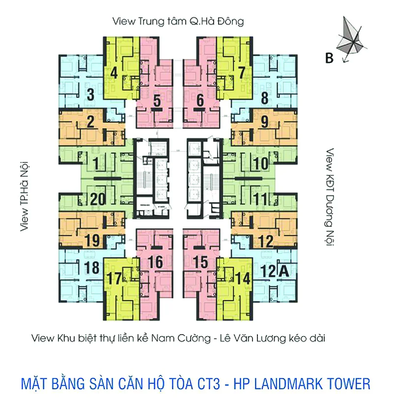 Mặt bằng toà CT3 chung cư The Pride Hà Đông